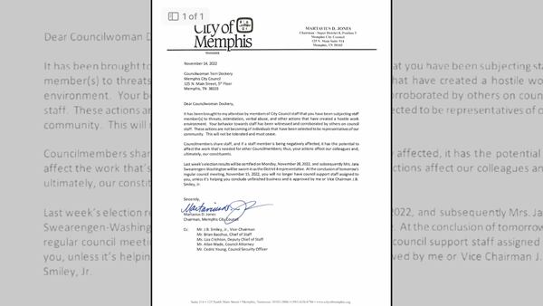 Memphis City Councilwoman gets letter of reprimand for alleged mistreatment of staff
