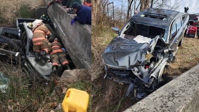 PHOTOS: Driver rescued after crashing into creek in Dyer County