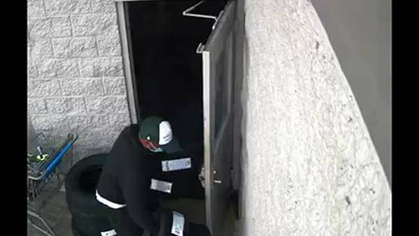 WATCH: Surveillance video - Thieves use back door to steal tires, batteries from Walmart, police say