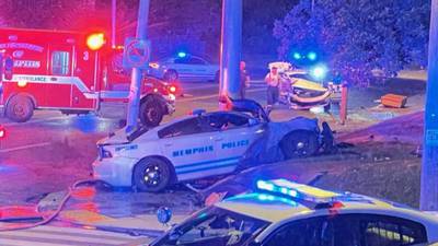 PHOTOS: 2 MPD officers in hospital after crash